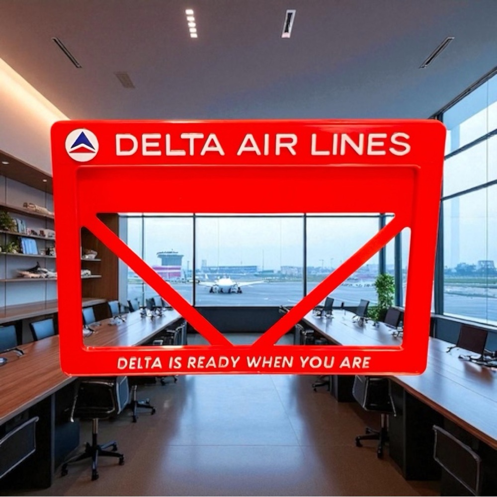 Delta Air Lines Red Name Tag Retro ID  [Delta is Ready When You Are] Rare New